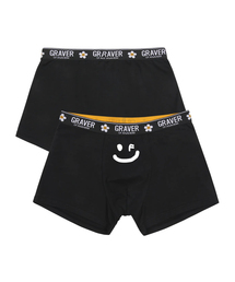 GRAVER（グレーバー）の「ホワイトドローイングスマイル メンズドロース 1パック_ブラック（ボクサーパンツ）」