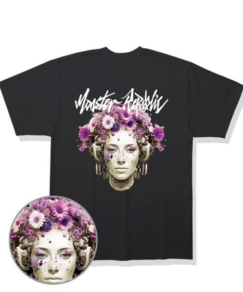 MONSTER REPUBLIC(モンスターリパブリック)の「サイバーフラワー ラベンダーパープル Tシャツ ブラック(Tシャツ/カットソー・レディース・その他・LARGE/MEDIUM/SMALL/X-LARGE)」の2枚目の写真