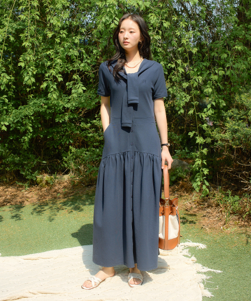 SALON DE YOHN（サロンドヨーン）の「Shawl Layered Long Dress_ Navy（ワンピース・レディース・その他・SMALL/MEDIUM）」の2枚目の写真