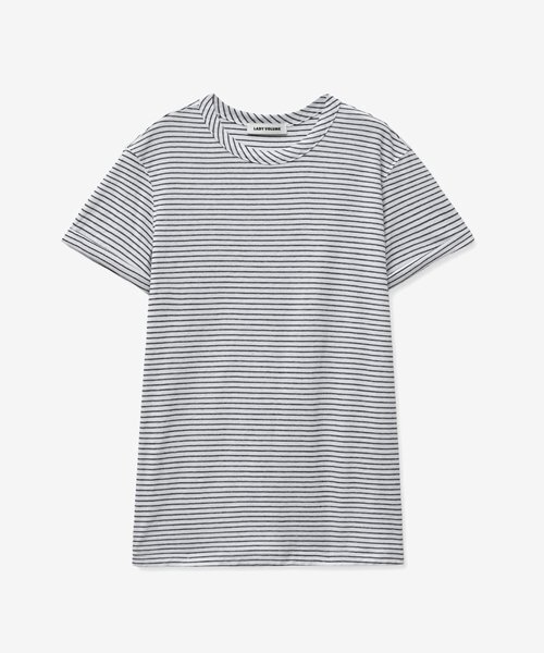 LADY VOLUME(レディーボリューム)の「ROLL-UP STRIPE SLEEVE T-SHIRT_WHITE(Tシャツ/カットソー・レディース・その他・MEDIUM/SMALL)」の1枚目の写真