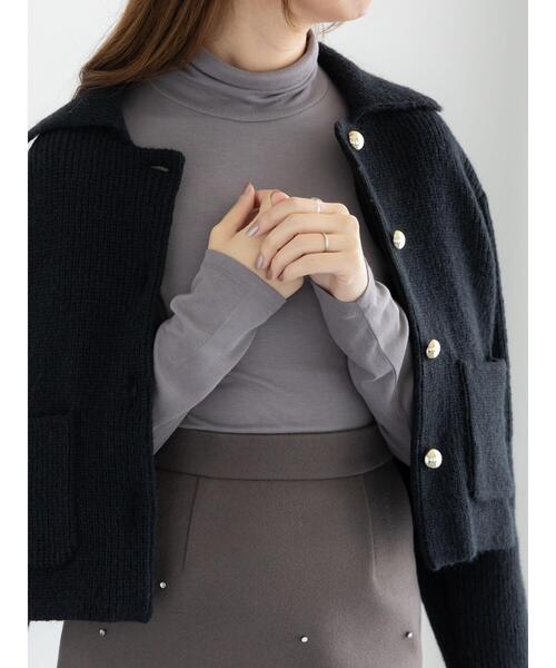 Te chichi（テチチ）の「吸湿発熱タートルネックカットソー《2025winter catalog item》（Tシャツ/カットソー・レディース・イエロー/オレンジ/オフホワイト/ブラック/チャコールグレー・F）」の3枚目の写真