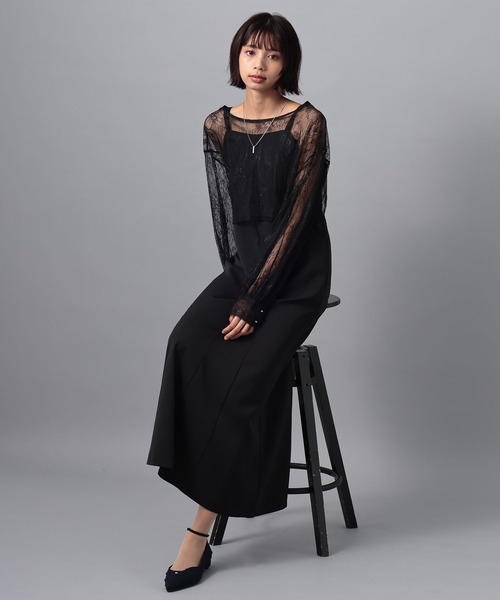 PAGEBOY（ページボーイ）の「【WEB限定】 レースMIXセットワンピース  2点セット/オケージョン（ワンピース・レディース・チャコールグレー/ブラック・FREE）」の3枚目の写真