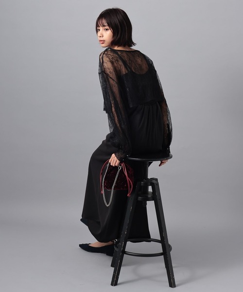 PAGEBOY（ページボーイ）の「【WEB限定】 レースMIXセットワンピース  2点セット/オケージョン（ワンピース・レディース・チャコールグレー/ブラック・FREE）」の5枚目の写真