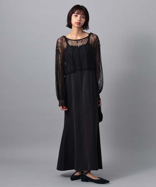 PAGEBOY（ページボーイ）の「【WEB限定】 レースMIXセットワンピース  2点セット/オケージョン（ワンピース・レディース・チャコールグレー/ブラック・FREE）」の6枚目の写真