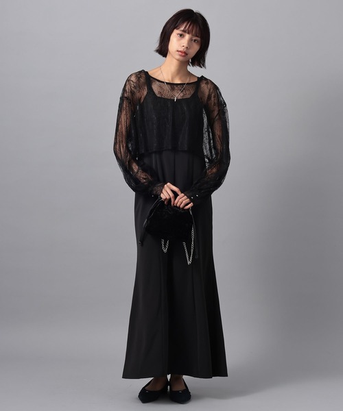 PAGEBOY（ページボーイ）の「【WEB限定】 レースMIXセットワンピース  2点セット/オケージョン（ワンピース・レディース・チャコールグレー/ブラック・FREE）」の8枚目の写真