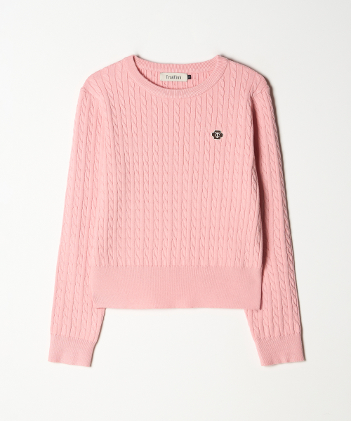 TRADCLUB(トラッドクラブ)の「ウーマンTCロゴケーブルラウンドクロップニットピンク(ニット/セーター・レディース・ピンク・SMALL/MEDIUM)」の1枚目の写真