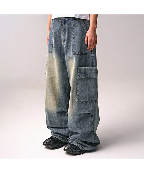 セール】Var Pocket Wide Denim Pants BLUE（デニムパンツ）｜ZENDUST
