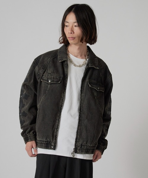 セール】SUPPLIER/サプライヤー Cross Leather Patch Denim Jacket