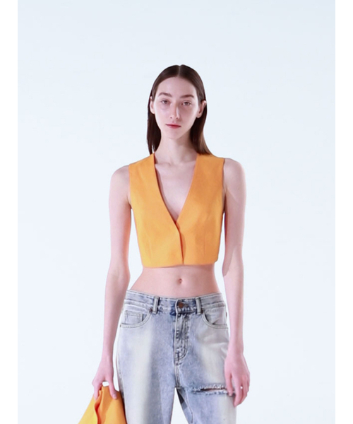 THE BALLON(ザバロン)の「BACK KNOTTED VEST - ORANGE(ベスト・レディース・オレンジ・SMALL/MEDIUM)」の1枚目の写真