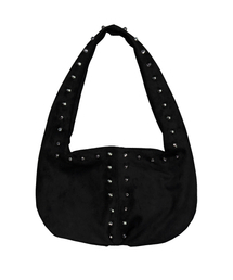 SUEDE STUDDED SHOULDER BAG / BLACK