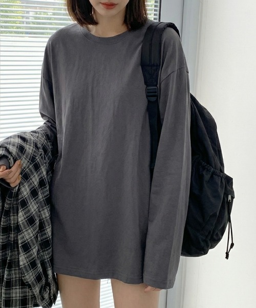 cammie(キャミー)の「シンプルタイトトップス(Tシャツ/カットソー・レディース・ダークグレー/ホワイト/ブラック/グレー・M/L)」の5枚目の写真