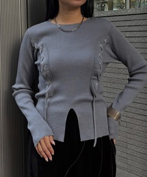 &g'aime | 【&g'aime 】 レースアップリブニット lace-up ribbed knit top(ニット/セーター)