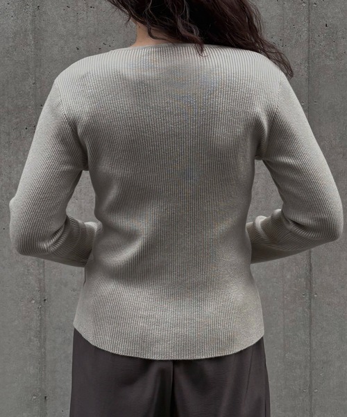 &g'aime(アンジェム)の「【&g'aime 】 レースアップリブニット lace-up ribbed knit top(ニット/セーター・レディース・ブラック/アイボリー/ブルー・FREE)」の8枚目の写真