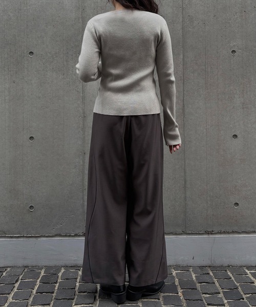 &g'aime(アンジェム)の「【&g'aime 】 レースアップリブニット lace-up ribbed knit top(ニット/セーター・レディース・ブラック/アイボリー/ブルー・FREE)」の14枚目の写真