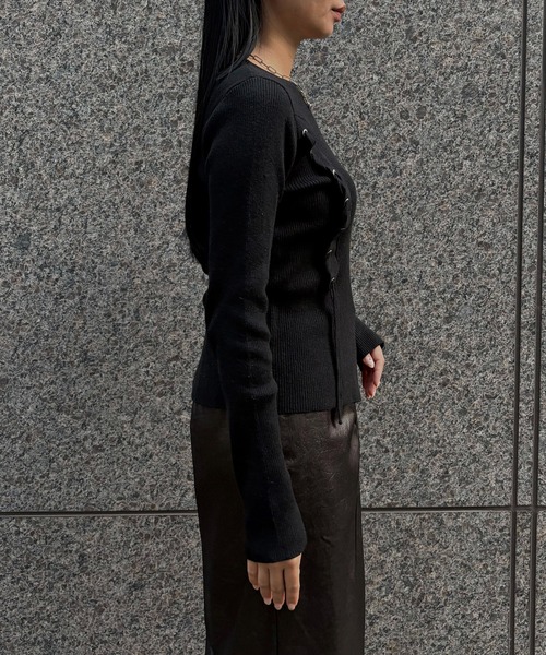 &g'aime(アンジェム)の「【&g'aime 】 レースアップリブニット lace-up ribbed knit top(ニット/セーター・レディース・ブラック/アイボリー/ブルー・FREE)」の20枚目の写真