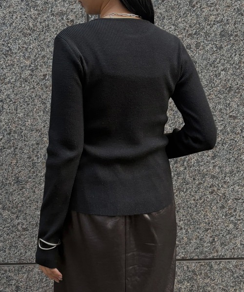 &g'aime(アンジェム)の「【&g'aime 】 レースアップリブニット lace-up ribbed knit top(ニット/セーター・レディース・ブラック/アイボリー/ブルー・FREE)」の21枚目の写真