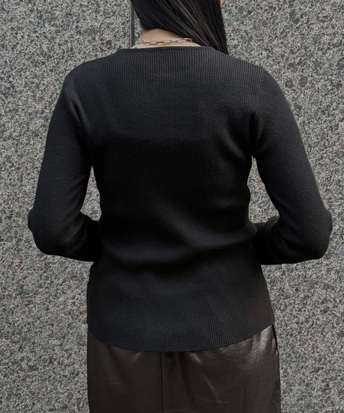 &g'aime(アンジェム)の「【&g'aime 】 レースアップリブニット lace-up ribbed knit top(ニット/セーター・レディース・ブラック/アイボリー/ブルー・FREE)」の22枚目の写真