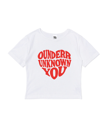 Heart Lettering Crop Short Sleeve T-Shirt (White)