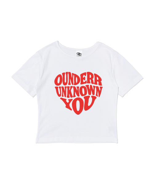 OUNDERR(オアンダーアール)の「Heart Lettering Crop Short Sleeve T-Shirt (White)(Tシャツ/カットソー・レディース・その他・FREE)」の1枚目の写真