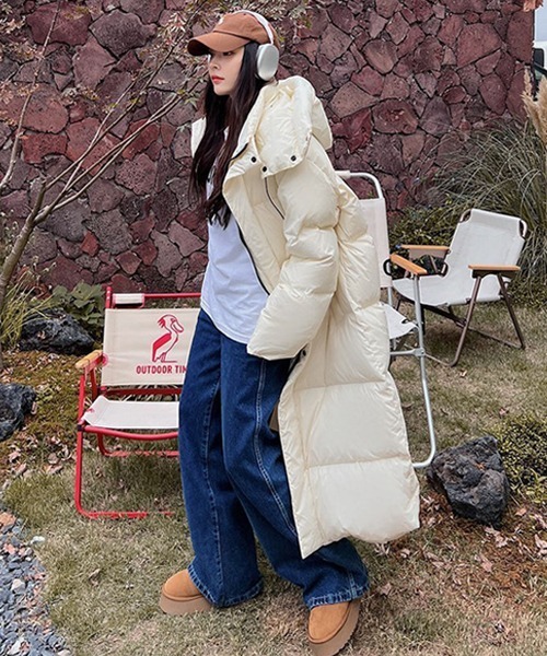 Ressaca（レサーカ）の「フード付きロングダウンジャケット（ダウンジャケット/コート・レディース・ベージュ/ホワイト/ブラック・M）」の6枚目の写真