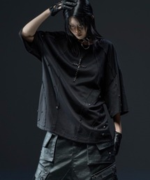 RICH（リッチ）の「【RICH】Riveted Cross  Over T-shirt / 【リッチ】リベットクロスオーバーサイズ半袖Tシャツ（Tシャツ/カットソー）」
