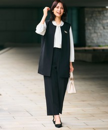 CROSS FUNCTION | 《洗える・シワになりにくい》2点セット 正解 ロングジレ&ワイドパンツ【CROSS FUNCTION/クロスファンクション】(スーツセット)