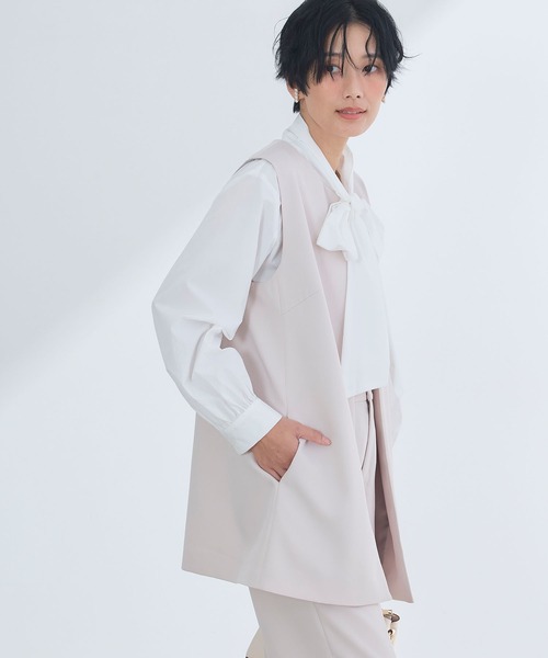 CROSS FUNCTION（クロスファンクション）の「《洗える・シワになりにくい》2点セット 正解 ロングジレ&ワイドパンツ　5サイズ展開【CROSS FUNCTION/クロスファンクション】（スーツセット・レディース・ネイビー/ブラック/ライトベージュ・7号/9号/11号/13号/15号）」の14枚目の写真