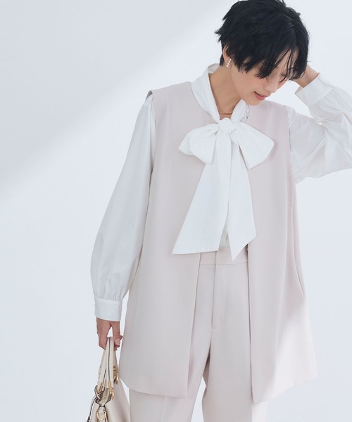 CROSS FUNCTION（クロスファンクション）の「《洗える・シワになりにくい》2点セット 正解 ロングジレ&ワイドパンツ　5サイズ展開【CROSS FUNCTION/クロスファンクション】（スーツセット・レディース・ネイビー/ブラック/ライトベージュ・7号/9号/11号/13号/15号）」の16枚目の写真