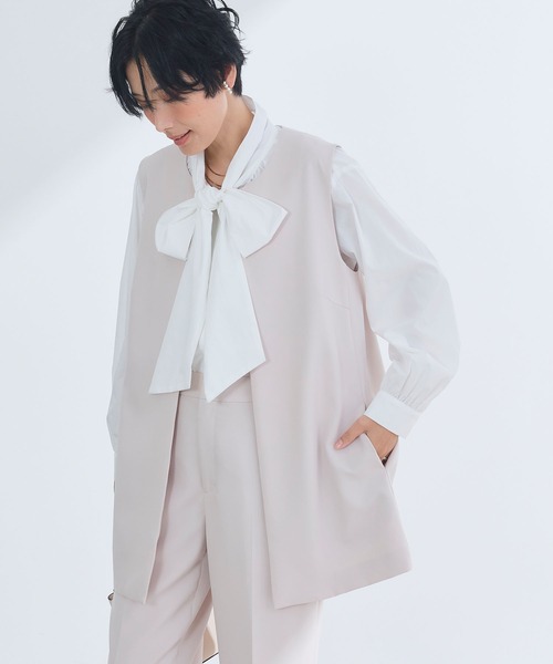 CROSS FUNCTION（クロスファンクション）の「《洗える・シワになりにくい》2点セット 正解 ロングジレ&ワイドパンツ　5サイズ展開【CROSS FUNCTION/クロスファンクション】（スーツセット・レディース・ネイビー/ブラック/ライトベージュ・7号/9号/11号/13号/15号）」の17枚目の写真