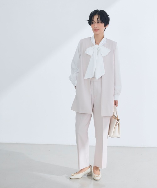 CROSS FUNCTION（クロスファンクション）の「《洗える・シワになりにくい》2点セット 正解 ロングジレ&ワイドパンツ　5サイズ展開【CROSS FUNCTION/クロスファンクション】（スーツセット・レディース・ネイビー/ブラック/ライトベージュ・7号/9号/11号/13号/15号）」の9枚目の写真