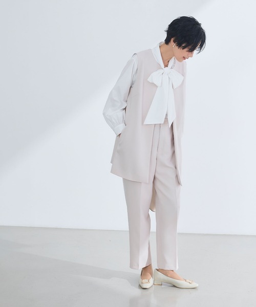 CROSS FUNCTION（クロスファンクション）の「《洗える・シワになりにくい》2点セット 正解 ロングジレ&ワイドパンツ　5サイズ展開【CROSS FUNCTION/クロスファンクション】（スーツセット・レディース・ネイビー/ブラック/ライトベージュ・7号/9号/11号/13号/15号）」の10枚目の写真