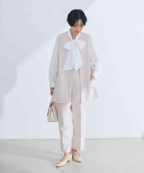 CROSS FUNCTION（クロスファンクション）の「《洗える・シワになりにくい》2点セット 正解 ロングジレ&ワイドパンツ　5サイズ展開【CROSS FUNCTION/クロスファンクション】（スーツセット・レディース・ネイビー/ブラック/ライトベージュ・7号/9号/11号/13号/15号）」の12枚目の写真