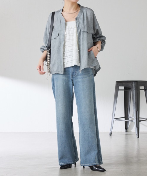 COLLAGE GALLARDAGALANTE（コラージュガリャルダガランテ）の「バックロングZIPブルゾン（ブルゾン・レディース・グレー/ベージュ・FREE）」の3枚目の写真