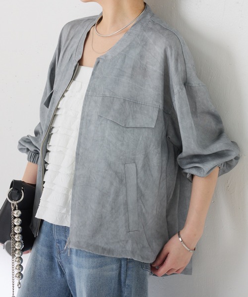 COLLAGE GALLARDAGALANTE（コラージュガリャルダガランテ）の「バックロングZIPブルゾン（ブルゾン・レディース・グレー/ベージュ・FREE）」の13枚目の写真