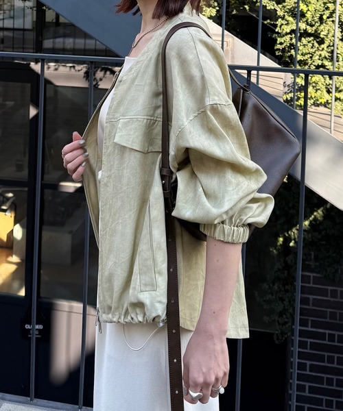 COLLAGE GALLARDAGALANTE（コラージュガリャルダガランテ）の「バックロングZIPブルゾン（ブルゾン・レディース・グレー/ベージュ・FREE）」の17枚目の写真