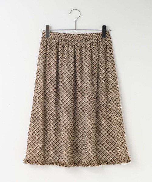 LOWRYS FARM（ローリーズファーム）の「シアーチェックミディスカート　637548（スカート・レディース・ベージュ/グレー・FREE）」の3枚目の写真