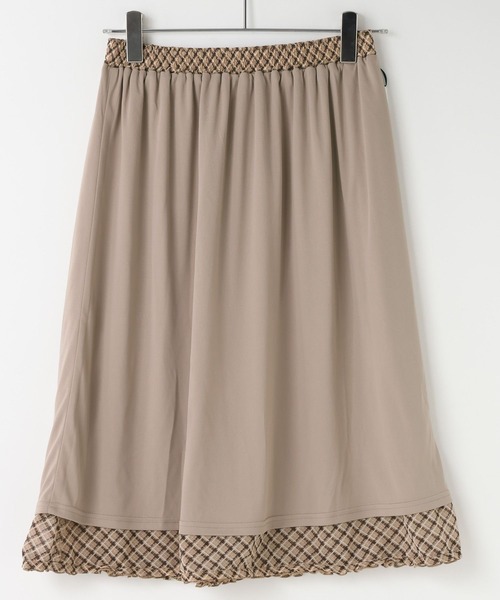 LOWRYS FARM（ローリーズファーム）の「シアーチェックミディスカート　637548（スカート・レディース・ベージュ/グレー・FREE）」の7枚目の写真