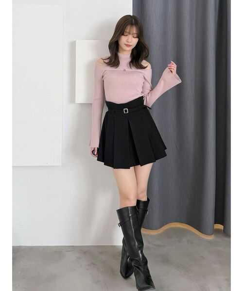 MERCURYDUO(マーキュリーデュオ)の「ベルト付きチェックプリーツミニスカパン(スカート・レディース・ブラック/グレー・SMALL/MEDIUM)」の12枚目の写真