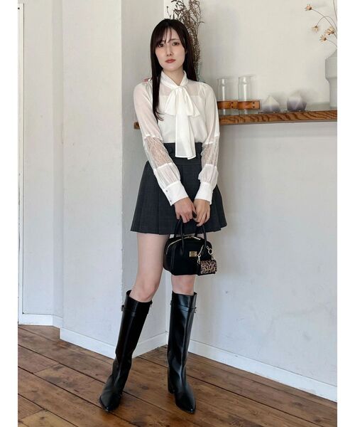 MERCURYDUO（マーキュリーデュオ）の「ベルト付きチェックプリーツミニスカパン（スカート・レディース・ブラック/グレー・SMALL/MEDIUM）」の18枚目の写真