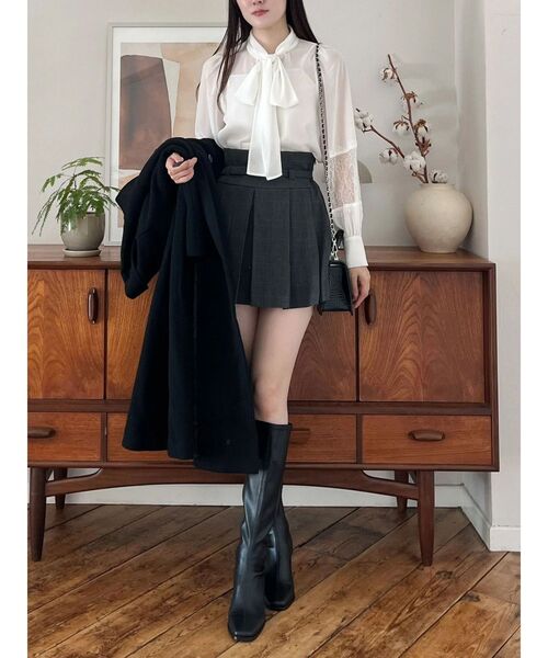 MERCURYDUO（マーキュリーデュオ）の「ベルト付きチェックプリーツミニスカパン（スカート・レディース・ブラック/グレー・SMALL/MEDIUM）」の17枚目の写真