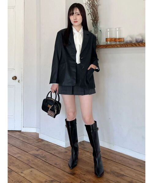 MERCURYDUO（マーキュリーデュオ）の「ベルト付きチェックプリーツミニスカパン（スカート・レディース・ブラック/グレー・SMALL/MEDIUM）」の15枚目の写真