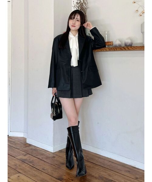 MERCURYDUO（マーキュリーデュオ）の「ベルト付きチェックプリーツミニスカパン（スカート・レディース・ブラック/グレー・SMALL/MEDIUM）」の14枚目の写真