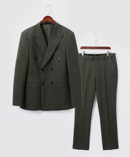 Cloudstyle（クラウドスタイル）の「【Cloudstyle】スーツセットアップ ダブルブレスト６ボタン ジャケット＆パンツ 2点セット（スーツセット・メンズ・オリーブ/ブラック・SMALL/MEDIUM/LARGE/X-LARGE/XX-LARGE）」の2枚目の写真