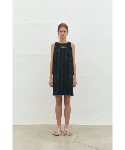 KUME(クメ)の「Striped Linen Blend O Ring Dress, Black(ワンピース・レディース・その他・SMALL/MEDIUM)」の1枚目の写真