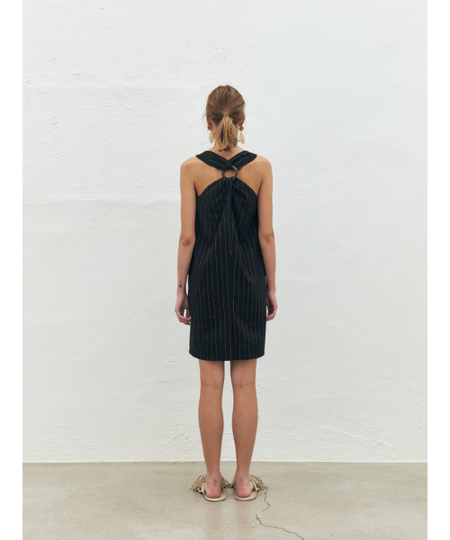KUME(クメ)の「Striped Linen Blend O Ring Dress, Black(ワンピース・レディース・その他・SMALL/MEDIUM)」の4枚目の写真