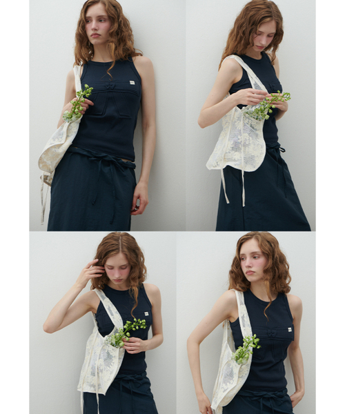 HHIPS(ダブルヒップス)の「リボンベーシックノースリーブトップス(ネイビー)(Tシャツ/カットソー・レディース・その他・FREE)」の2枚目の写真