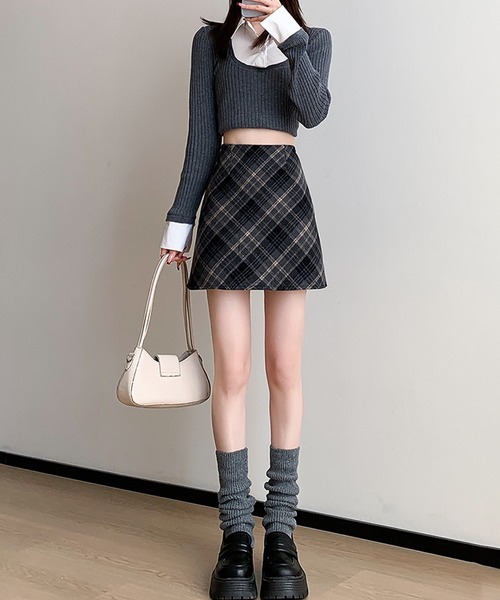 セール】レトロチェック柄タイトミニスカート（スカート）｜IRADOWL