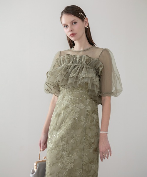 セール】【LEJA】3WAYチュールラッフルフラワースパンコールIライン