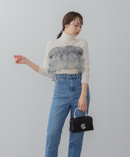 セール】【LEJA】3WAYチュールラッフルフラワースパンコールIライン