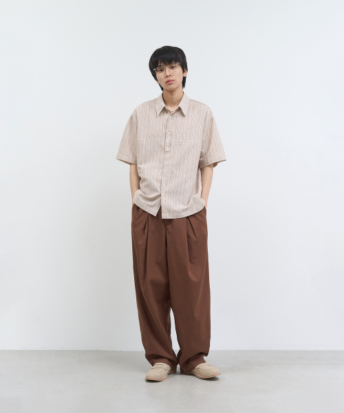 NOISE（ノイズ）の「ペネルリネンストライプシャツ - キャメルブラウン（シャツ/ブラウス・レディース・その他・M/L/XL）」の3枚目の写真